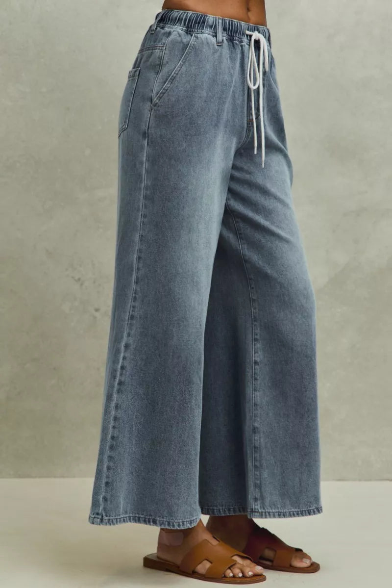 Denim So Me Mid Rise Elastic Waist Flare Denim Jeans