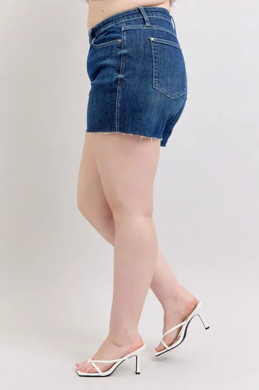 Dk Judy Blue Plus Size High Waist Criss Cross Waistband Denim Shorts