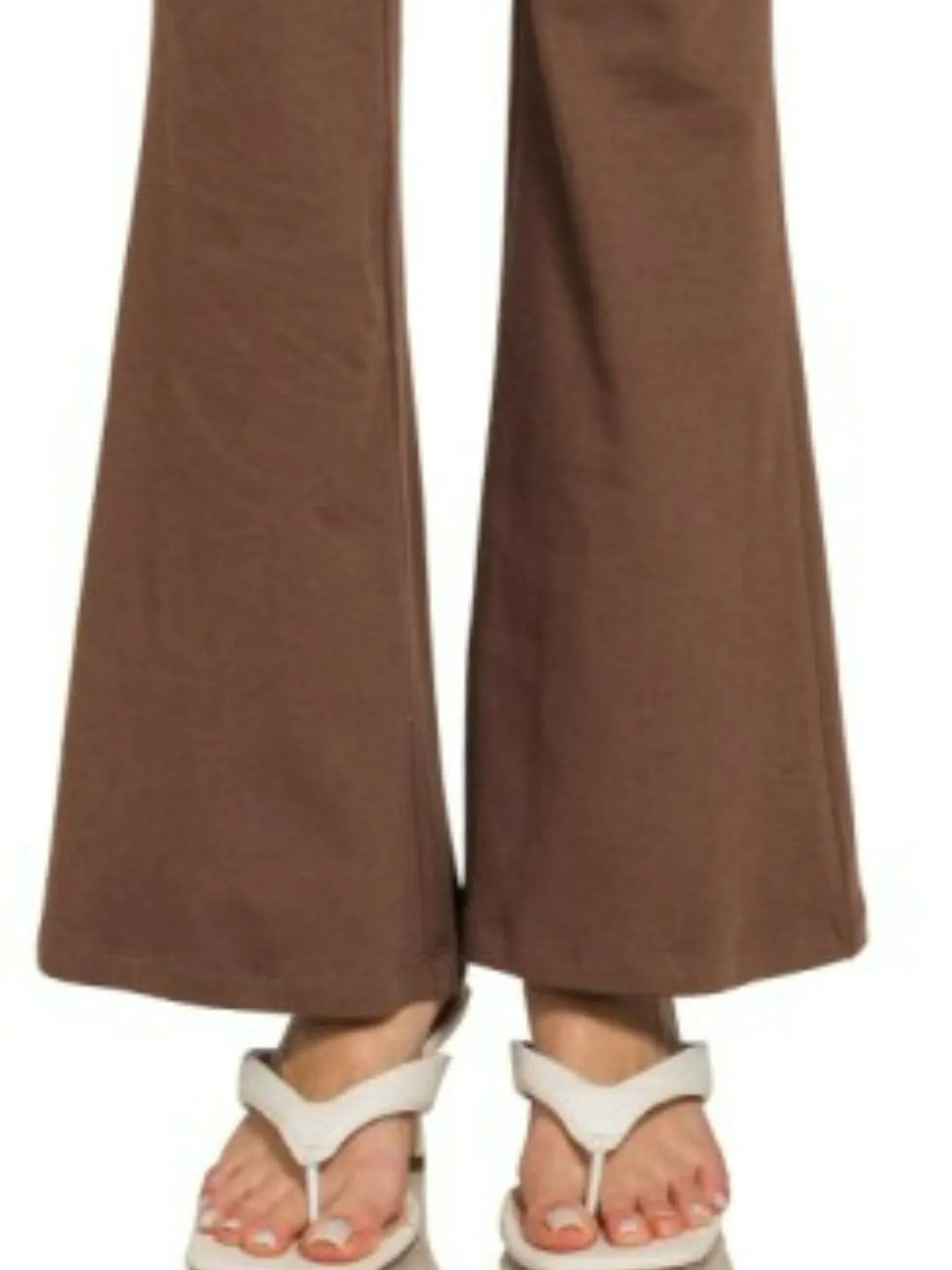 Brown Zenana Wide Waistband Yoga Flare Pants 1