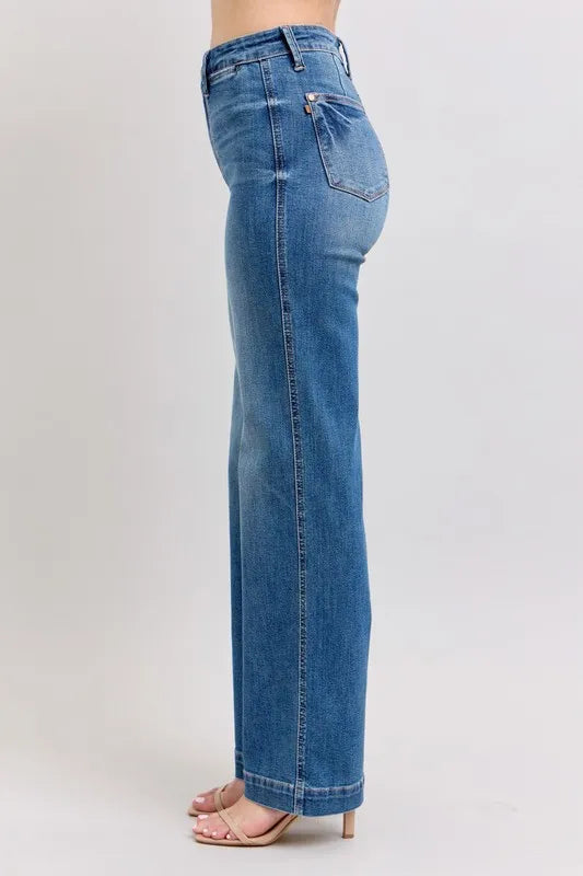 Md Judy Blue Full Size High Waist Contrast Thread Straight Plus Size