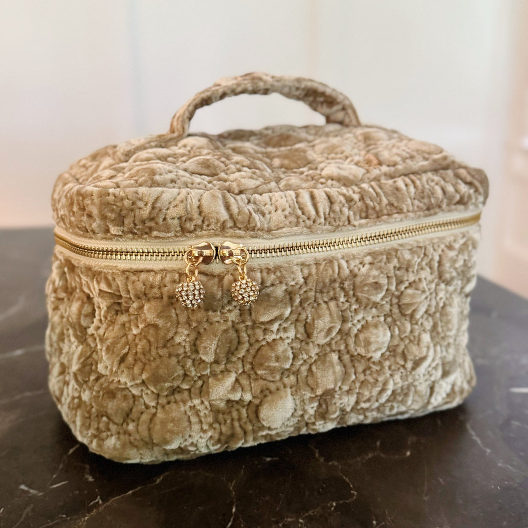 Quilted Velvet Vanity Case Spacious Vintage Insp