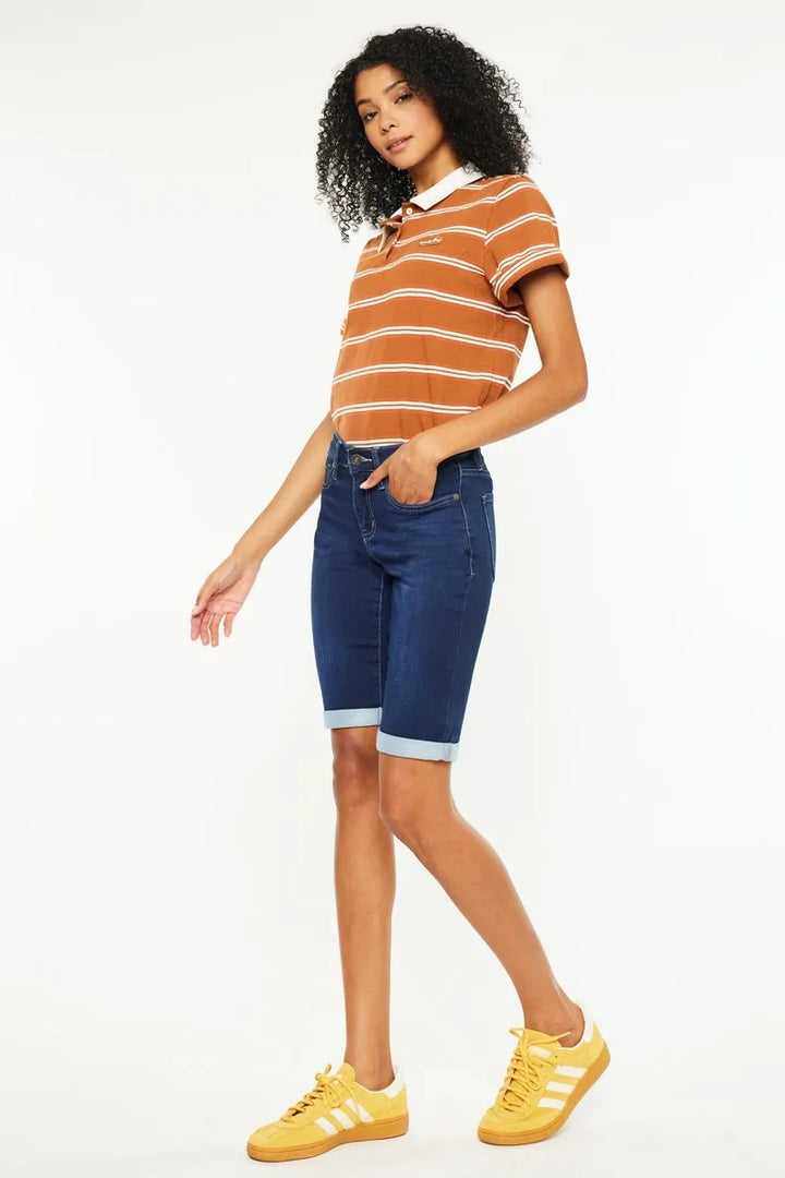 Dark Kancan Mid Rise Bermuda Denim Shorts