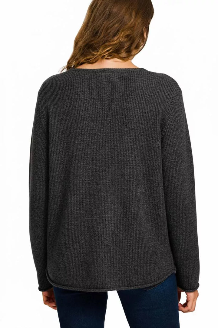 Black Zenana Beach V Neck Sweater