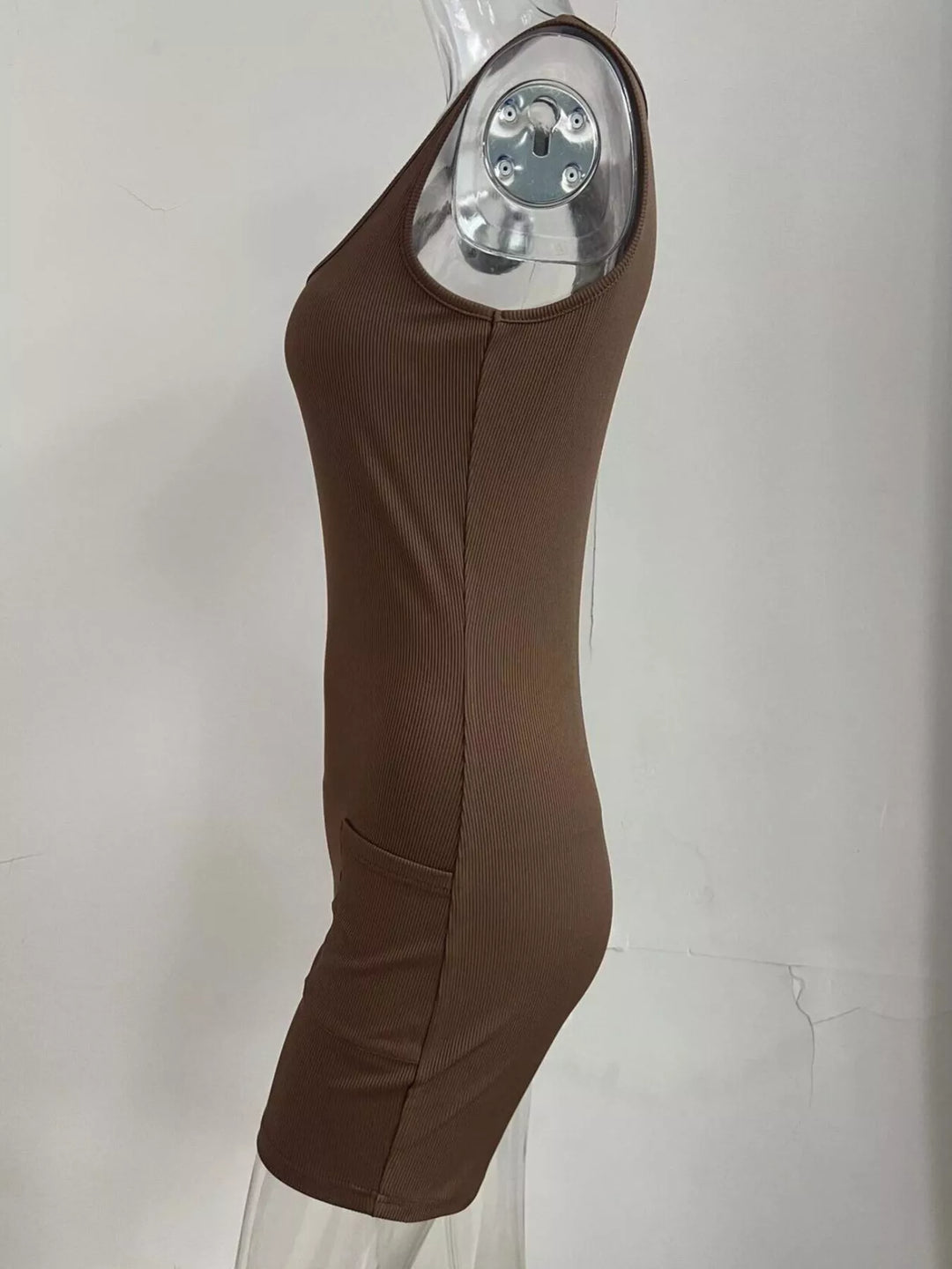 Coffee Brown Wide Strap Slim Fit Romper