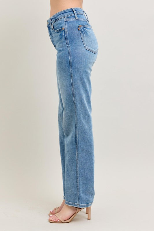 Medium Judy Blue Full Size Tummy Control Vintage Wash Straight Jeans Plus Size
