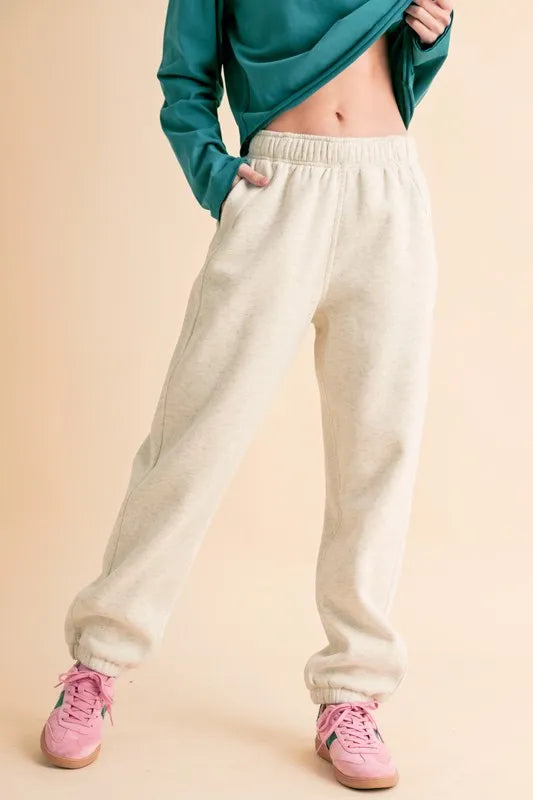 Heather Bone Aemi Co Drawstring Elastic Waist Joggers 4