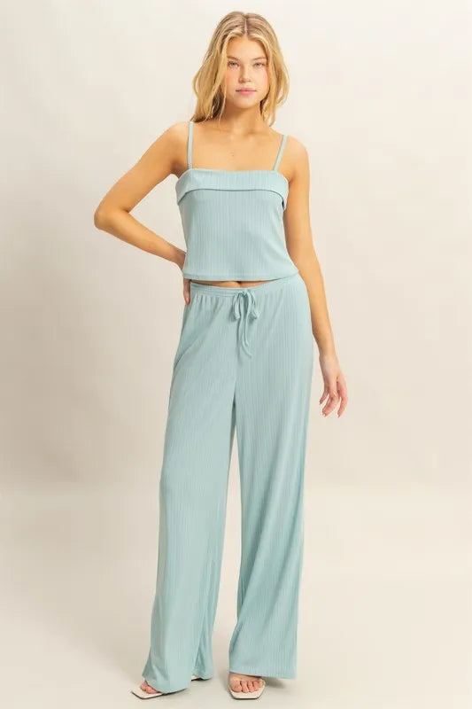 Aqua Hyfve Rib Knit Cami Top And Pants Set 2
