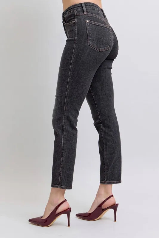 Bk Judy Blue Full Size Mid Rise Tummy Control Slim Jeans Plus Size