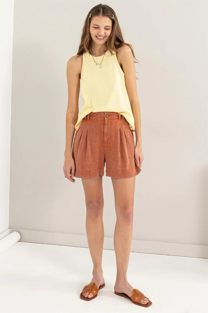 Hyfve High Waist Pleated Linen Shorts 2