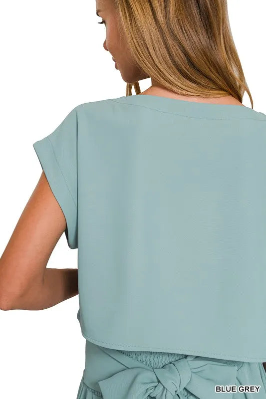 Zenana Heavy Woven Span Crop Tee Skirt Set 6