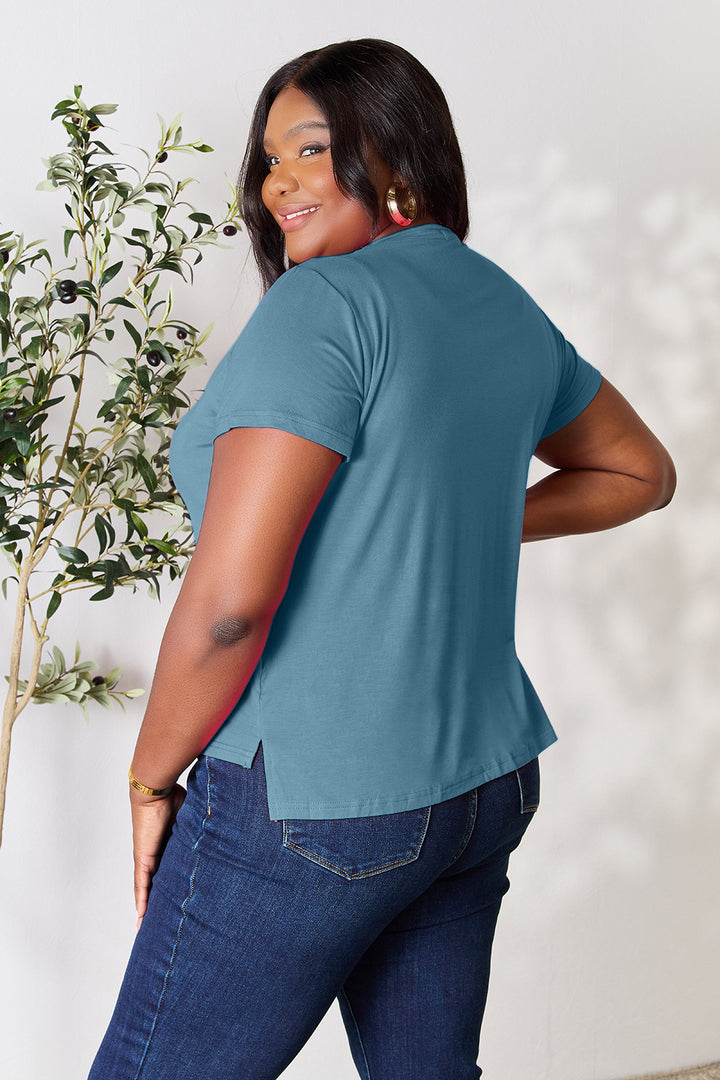 Deep Red Basic Bae Full Size Round Neck Short Sleeve T Shirt 2