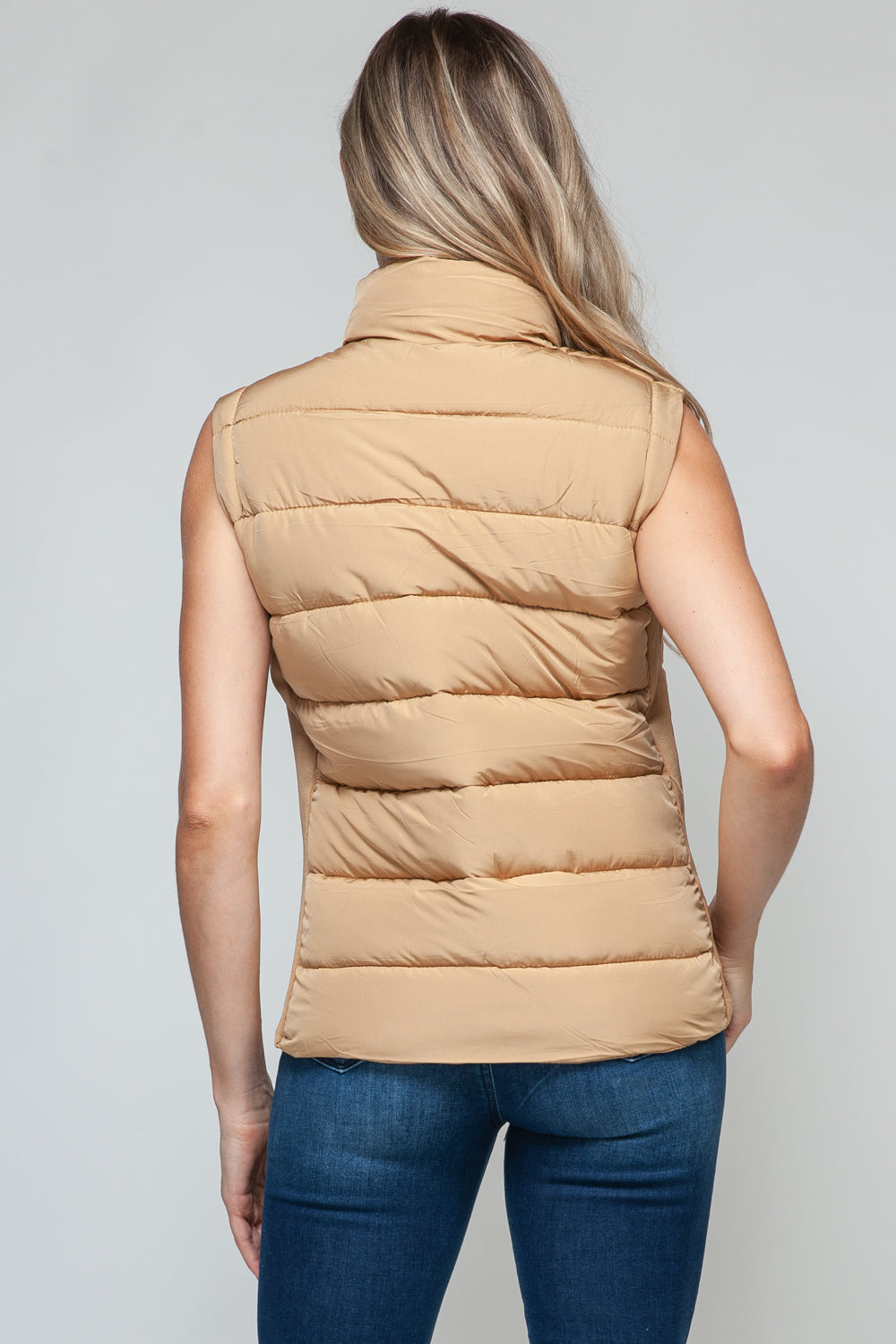 Iced Coffee Snobbish Zip Up Turtleneck Vest With Pockets