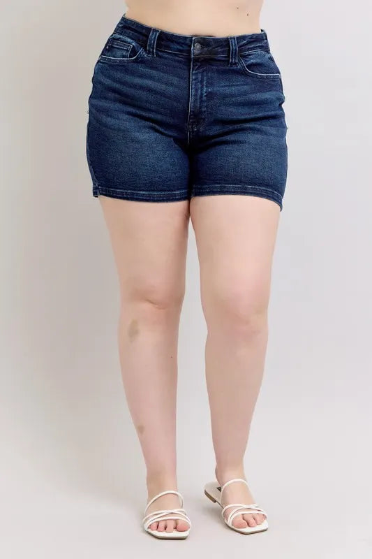 Md Judy Blue Plus Size High Waist Back Flap Pocket Denim Shorts