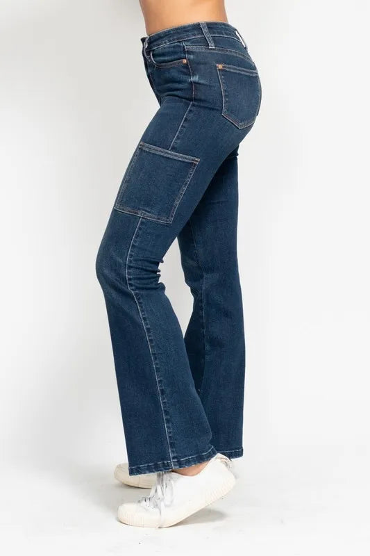 Dk Judy Blue Full Size High Waist Cargo Bootcut Jeans Plus Size