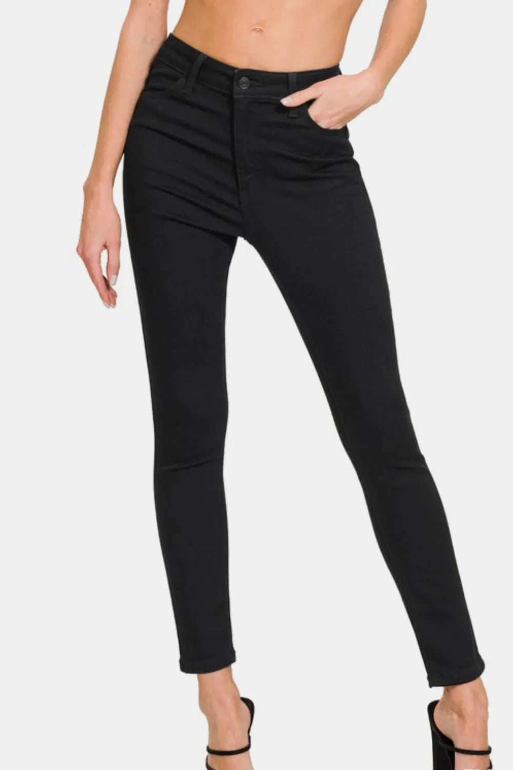 Black Zenana High Rise Skinny Jeans With Pockets