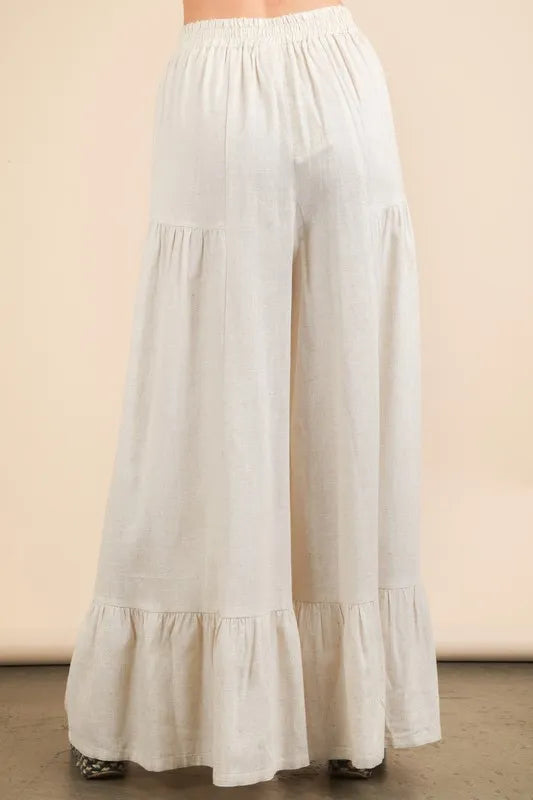 Oatmeal Very J Palazzo Elastic Waist Comfy Pants 1