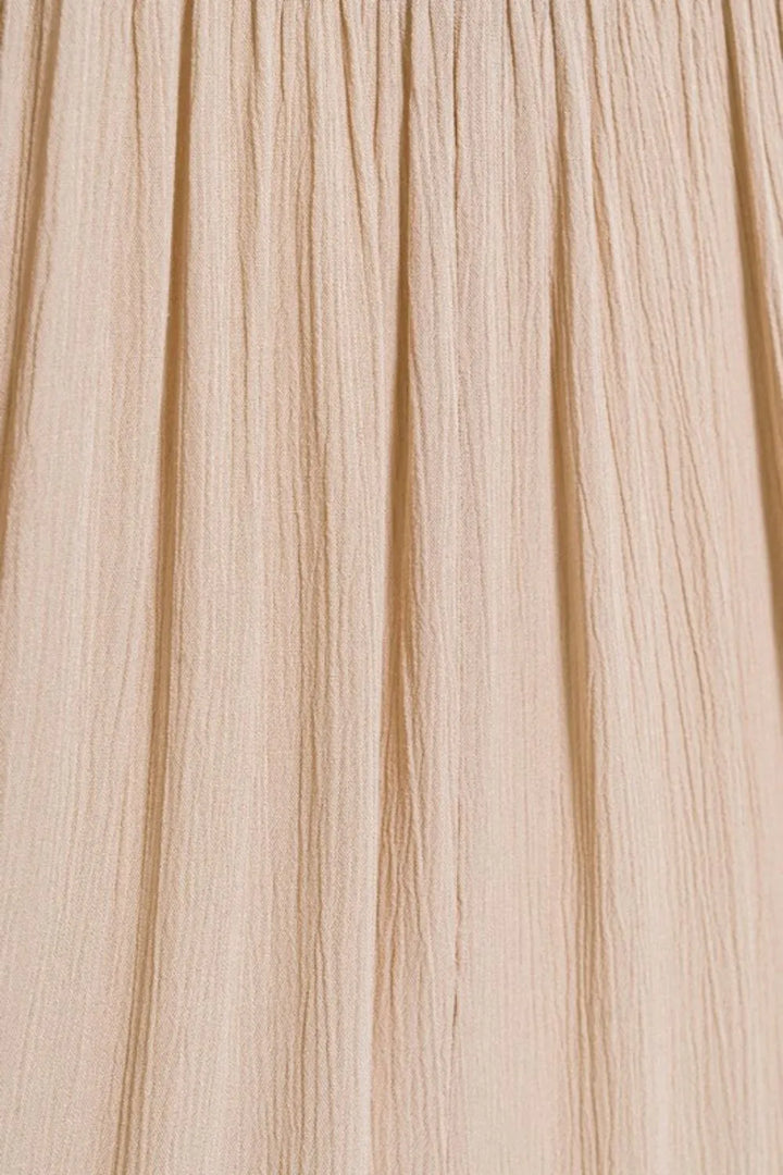 Sand Beige Zenana Woven Crinkle Smocked Waist Maxi Skirt W Pockets 2