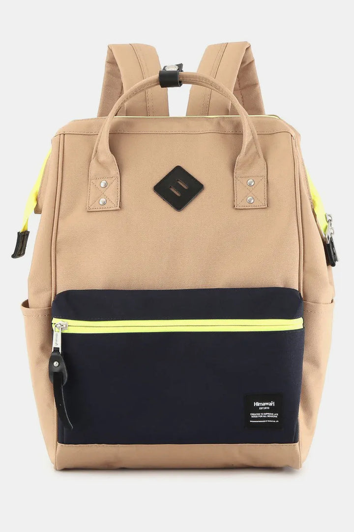 Sand Himawari Contrast Waterproof Backpack Bag With Reinforced Edges