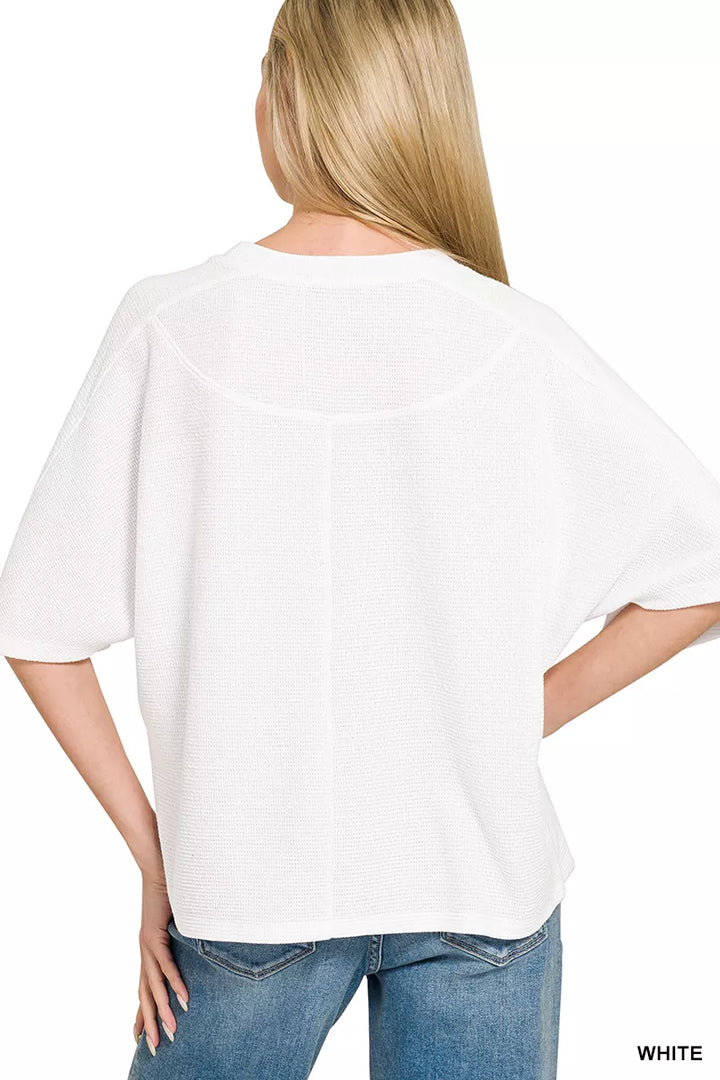 White Zenana Double Knit Short Sleeve Top 2