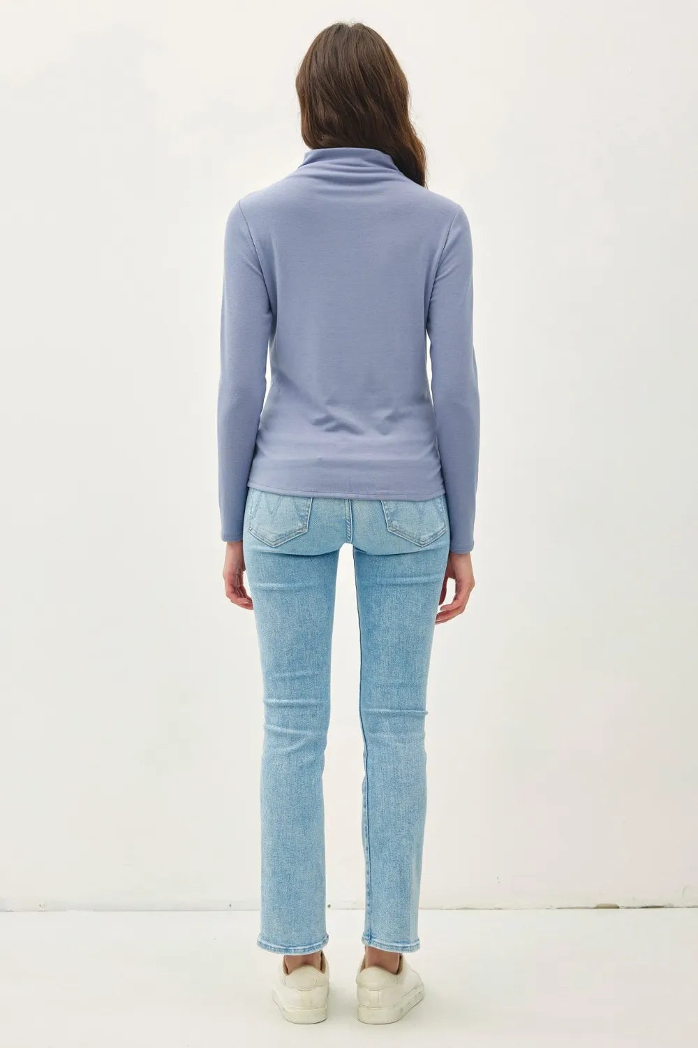 Vintage Blue Be Cool Mock Neck Long Sleeve T Shirt 2