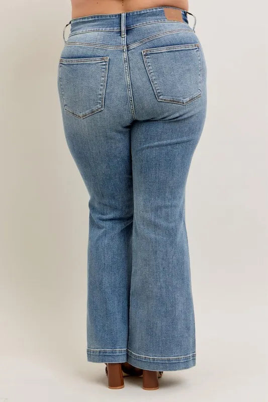 Md Judy Blue Full Size High Waist Flare Denim Jeans With Front Seam Detail Plus Size