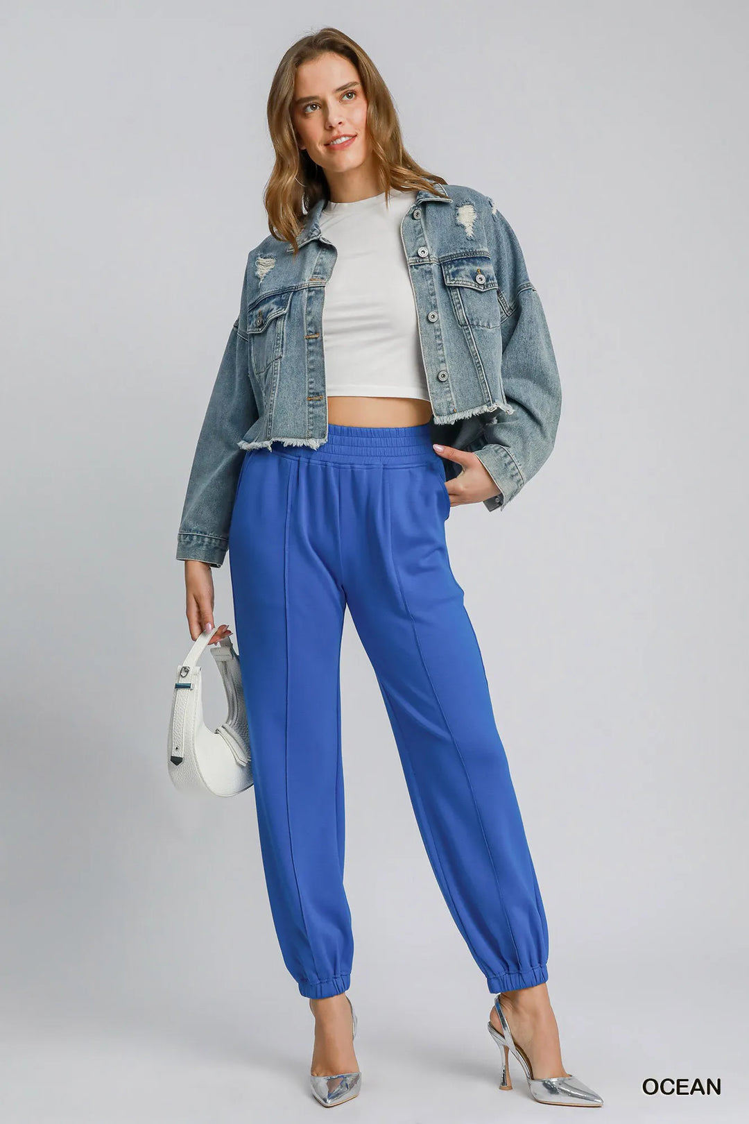 Ocean Umgee Drawstring Jogger Pants With Front Seam Detail 2