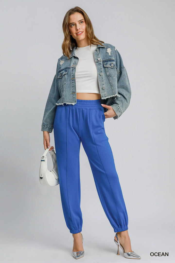 Ocean Umgee Drawstring Jogger Pants With Front Seam Detail 2