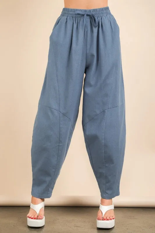 Very J Solid Barrel Comfy Woven Pants 2