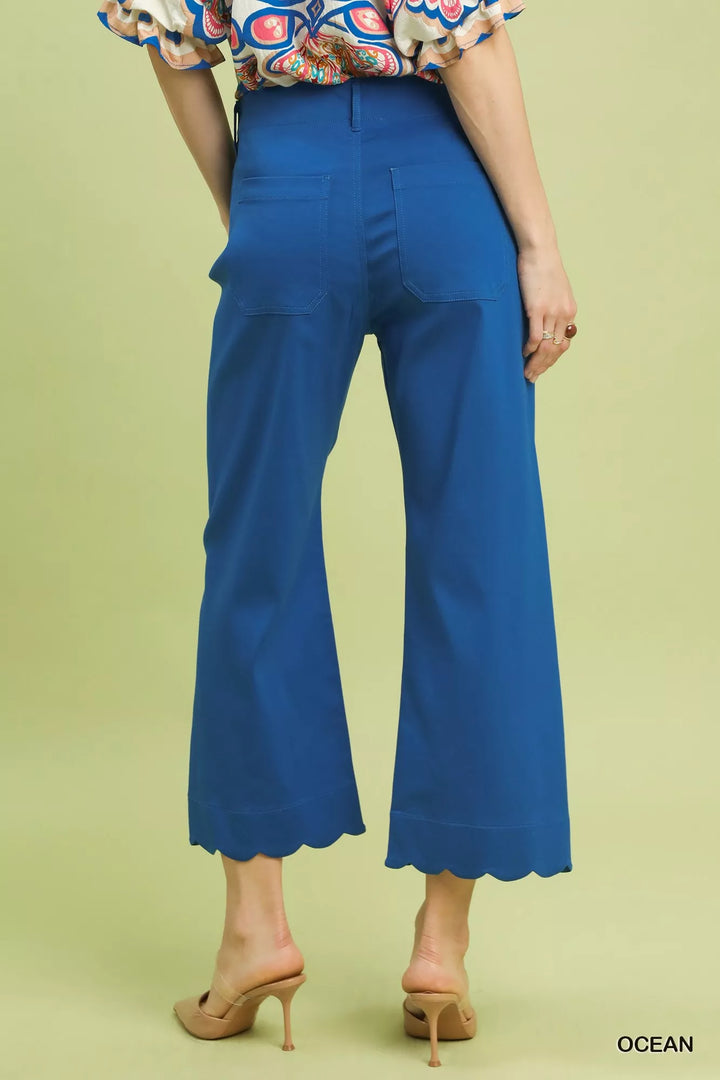 Ocean Umgee Scallop Hem Wide Leg Pants 1