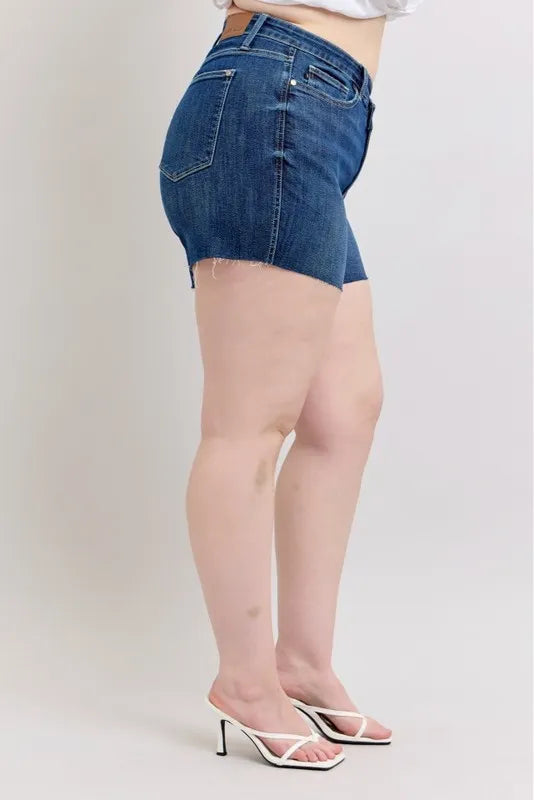 Judy Blue Plus Size High Waist Criss Cross Waistband Denim Shorts