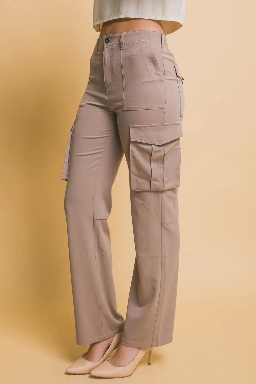 Taupe Love Tree High Rise Cargo Pants With Pockets