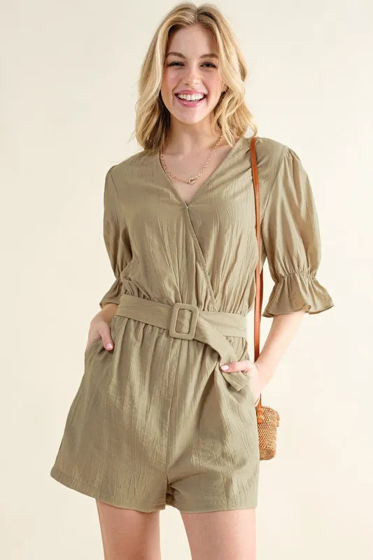 Dk Hemp And The Why Flounce Sleeves Romper With Belt 1