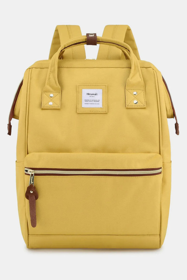 Grey/Yellow/Stripe Himawari Waterproof Canvas Backpack Bag With Side Pockets