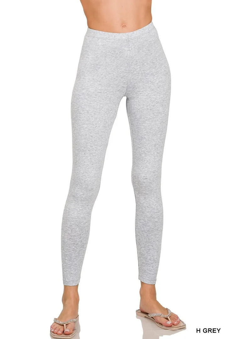 H Grey Zenana Premium Cotton Full Length Leggings