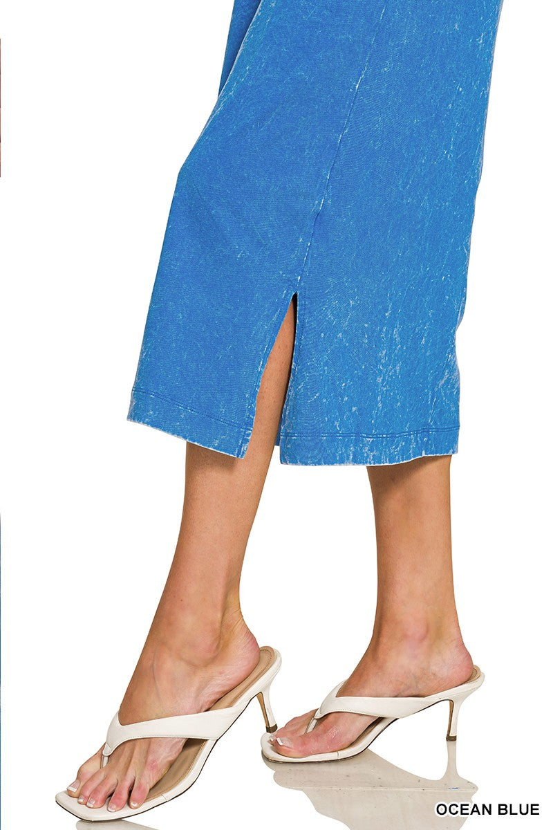 Zenana Washed Exposed Seam Short Sleeve T Shirt Dress 3