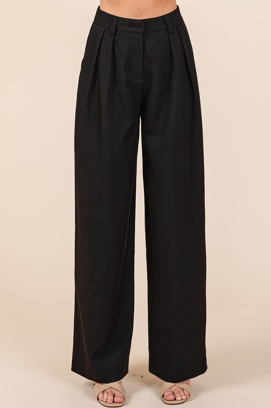 Black Mittoshop Pintuck Detail High Rise Pants 1