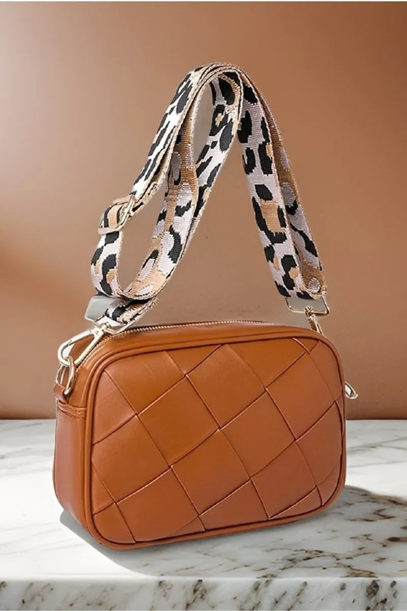 Caramel Zenana Cassette Woven Crossbody Bag
