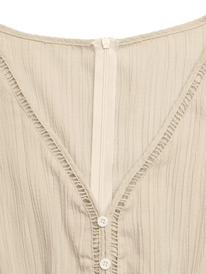 V Neck Drawstring Waist Wide Leg Jumpsuit