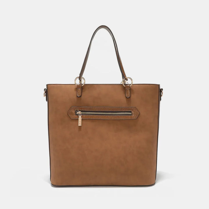 Beige Nicole Lee Usa Metallic Stitching Embroidery Inlaid Rhinestone Tote Bag