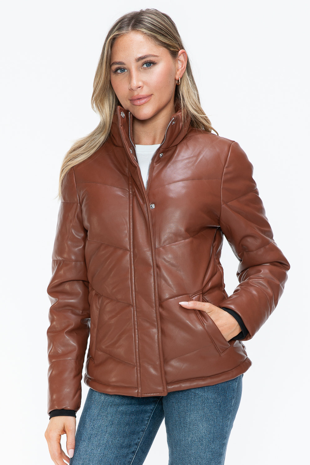 Snobbish Pocketed Zip Up Turtleneck Puffer Jacket 1