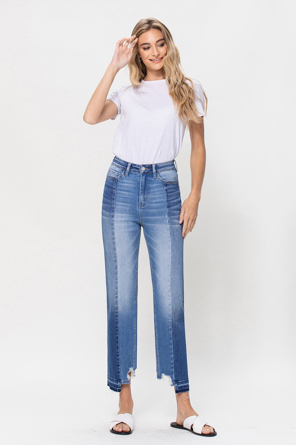 THE SPRING OF LINE Super High Rise Straight W Contrast And Hem Detail