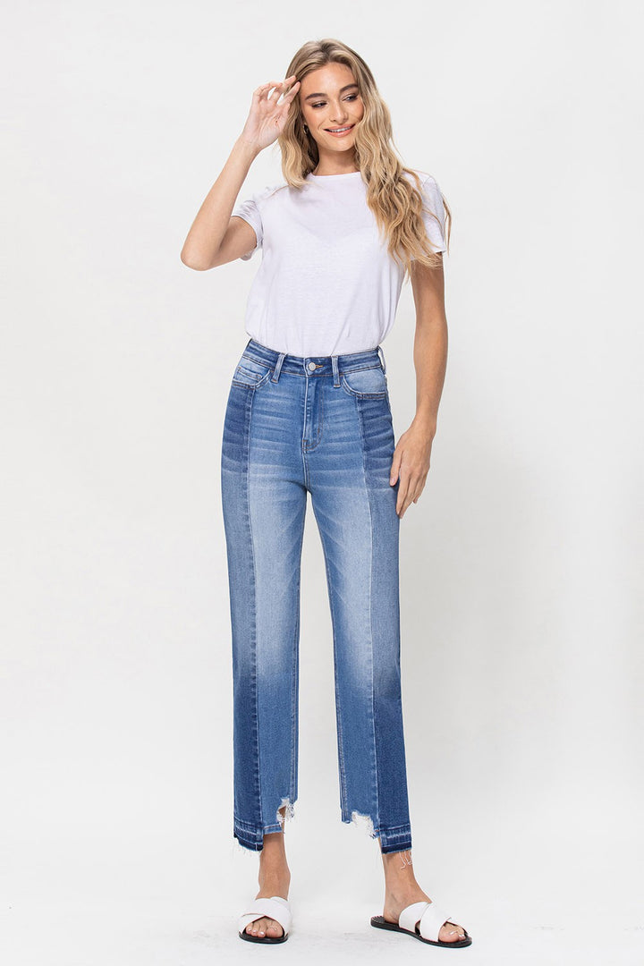 THE SPRING OF LINE Super High Rise Straight W Contrast And Hem Detail