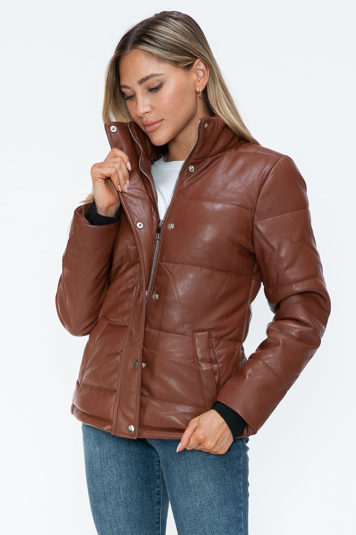 Ymi Pocketed Zip Up Turtleneck Puffer Jacket