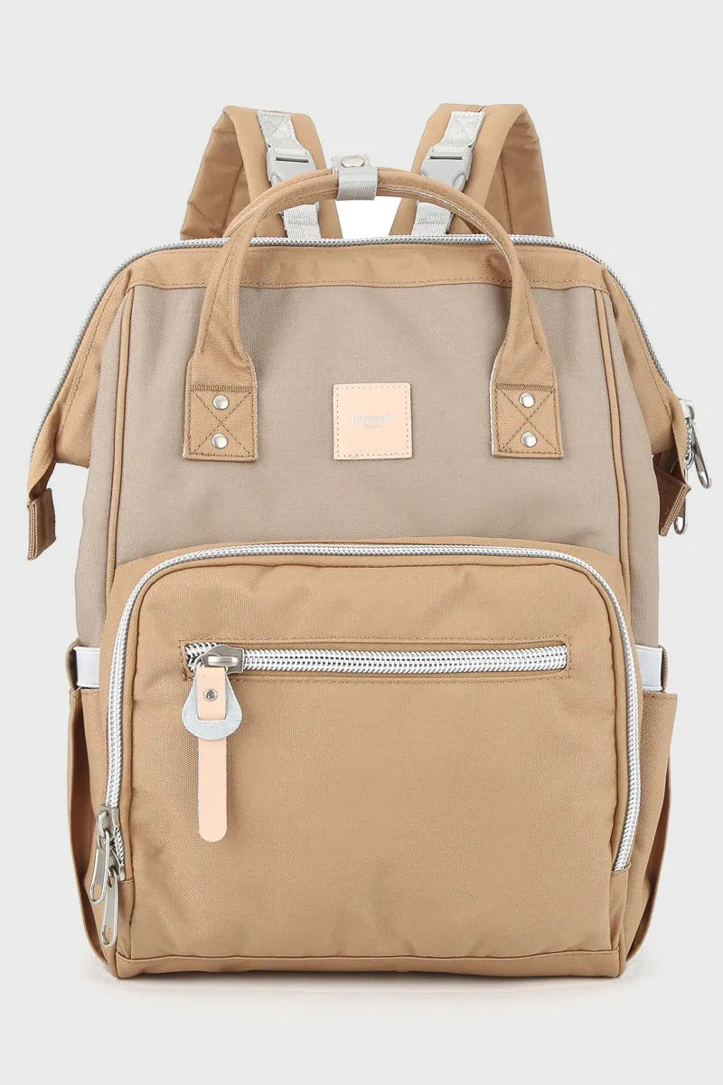 Mocha Himawari Waterproof Canvas Backpack Bag With Side Pockets 1