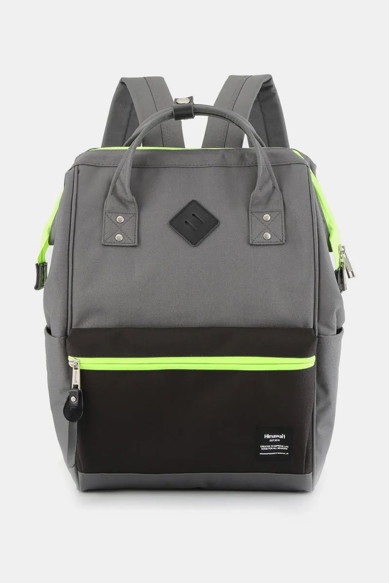Gray Himawari Contrast Waterproof Backpack Bag With Reinforced Edges