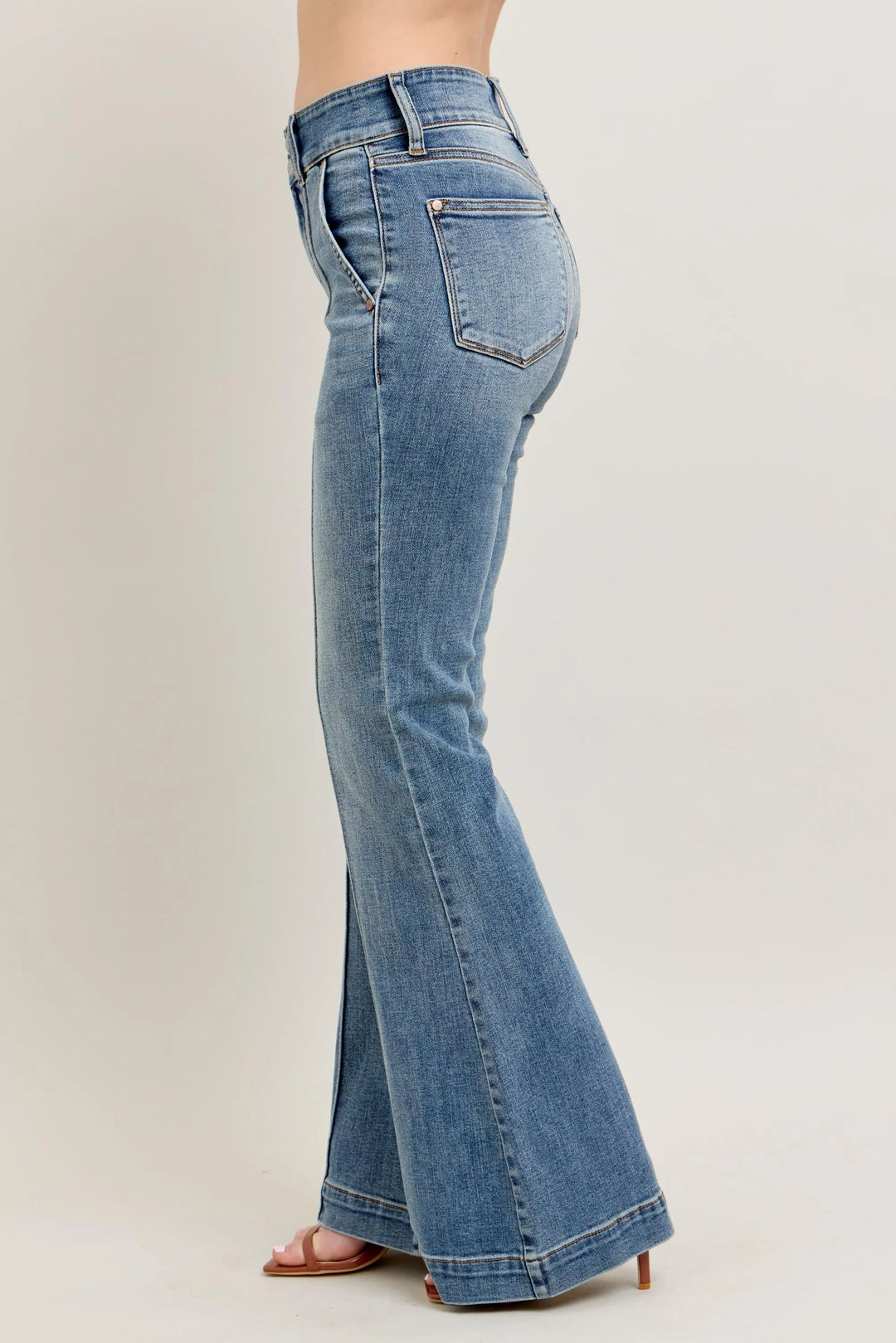 Md Judy Blue Full Size High Waist Flare Denim Jeans With Front Seam Detail Plus Size