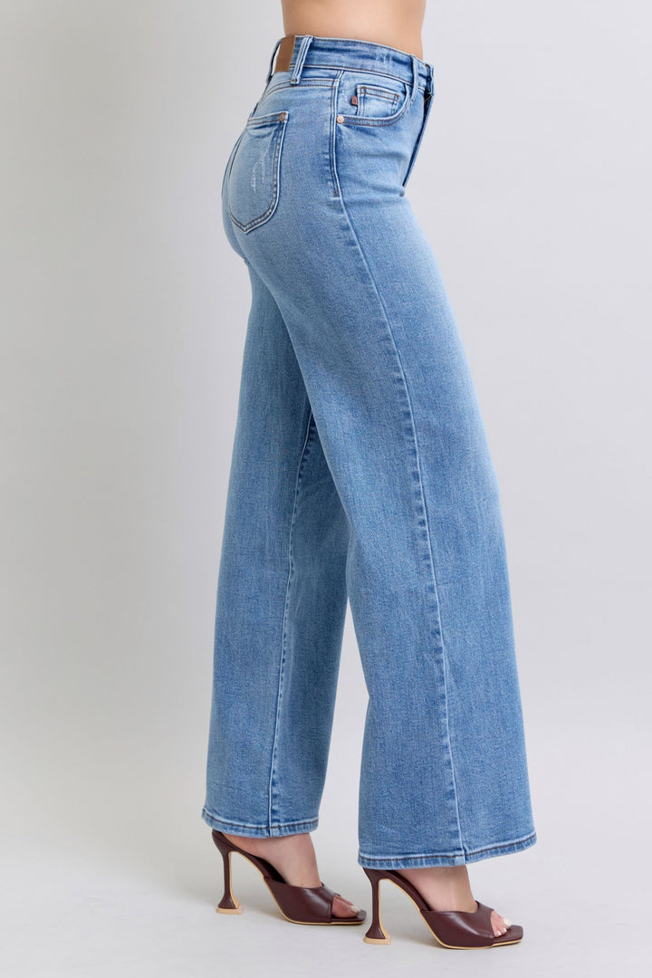 Medium Judy Blue Full Size Wide Leg Jeans With Pockets