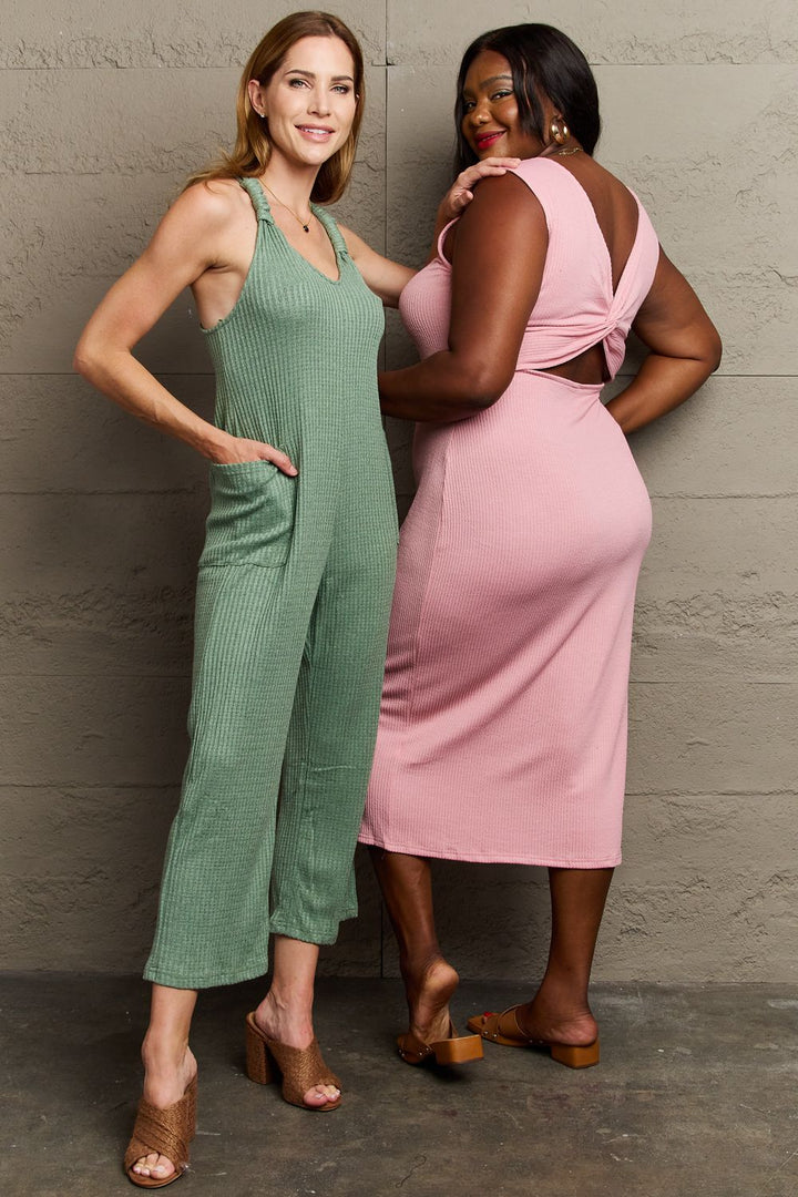 Heyson Dont Get It Twisted Full Size Rib Knit Jumpsuit