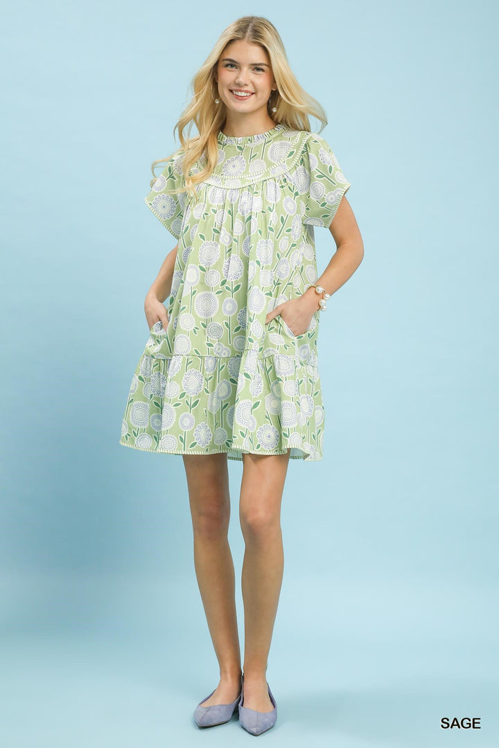 Umgee Floral Print Tiered Babydoll Dress 1