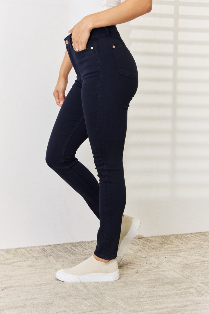 NAVY Judy Blue Full Size Garment Dyed Tummy Control Skinny Jeans